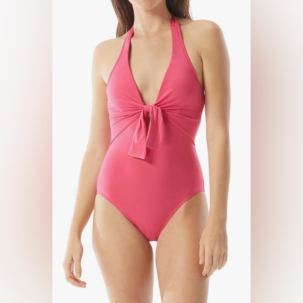 Vince Camuto Women's Standard Tie Front Halter One Piece